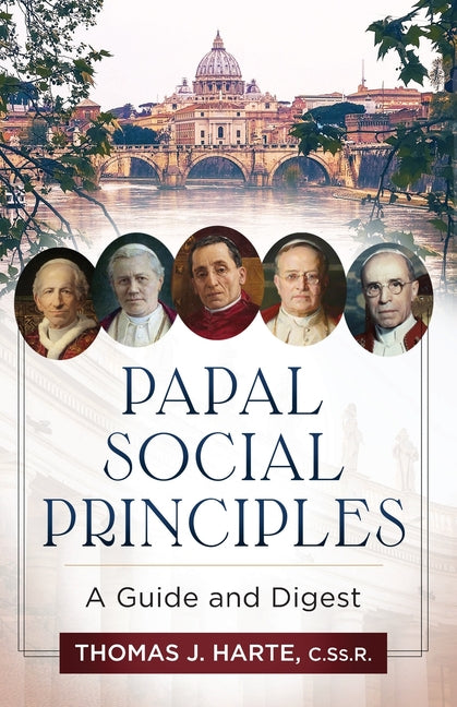 Paperback copy of "Papal Social Principles: A Guide and Digest" by XIII Books, featuring the book cover with title and author.