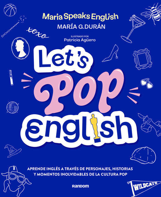 Paperback "Let's Pop English" guide by Random Comics for Spanish speakers, featuring colorful cover with English language learning visuals.