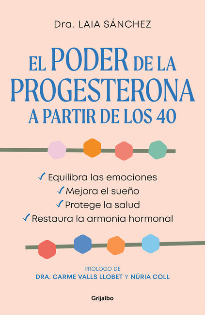 Paperback book titled "El Poder de la Progesterona a Partir de Los 40" by Grijalbo, featuring a cover with health and wellness themes.
