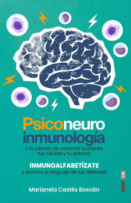 Paperback book titled Psiconeuroinmunología V2 by Edaf Antillas, featuring a cover with colorful scientific illustrations.