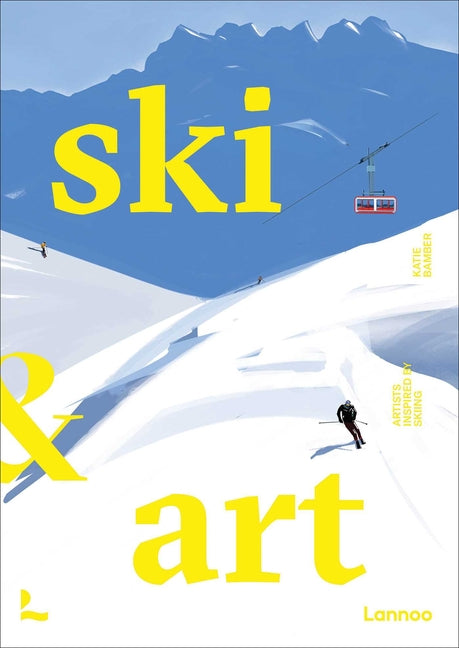 Paperback book titled "Ski & Art: Artists Inspired by Skiing" by Lannoo Publishers, featuring artwork inspired by skiing scenes.
