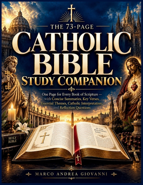 Paperback Catholic Bible Study Companion with summaries, key verses, and Catholic interpretations for each book of Scripture.