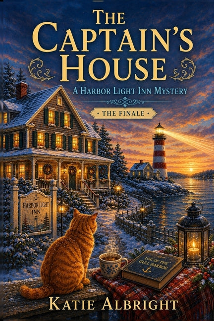 Paperback of "The Captain's House" cozy mystery by Independently Published, featuring a harbor lighthouse scene on the cover.
