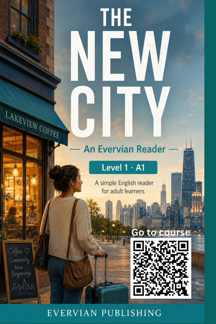 Paperback of "The New City" A1 English reader for adult ESL learners, published independently, with colorful cover art.