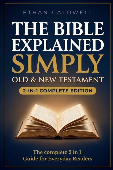 Paperback Bible book explaining all 66 Old and New Testament books with historical context and key themes.