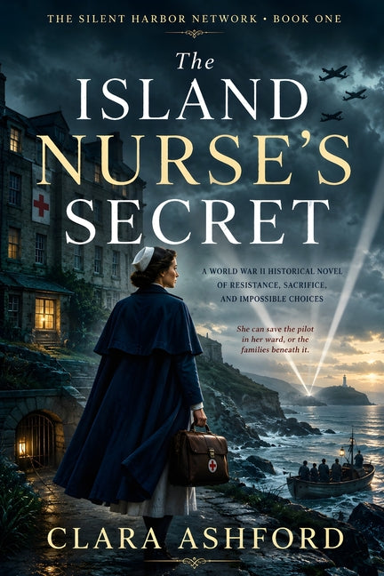 Paperback cover of "The Island Nurse's Secret," a WWII novel about Nazi-occupied Jersey, resistance, and difficult choices.