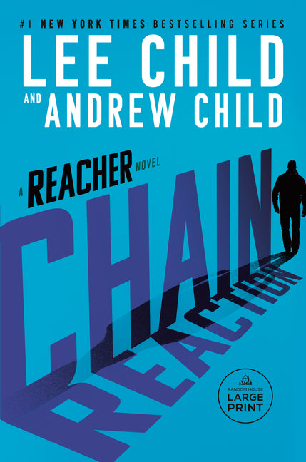 Paperback copy of "Chain Reaction: A Reacher Novel" by Lee Child, published by Random House Large Print Publishing, with cover art visible.