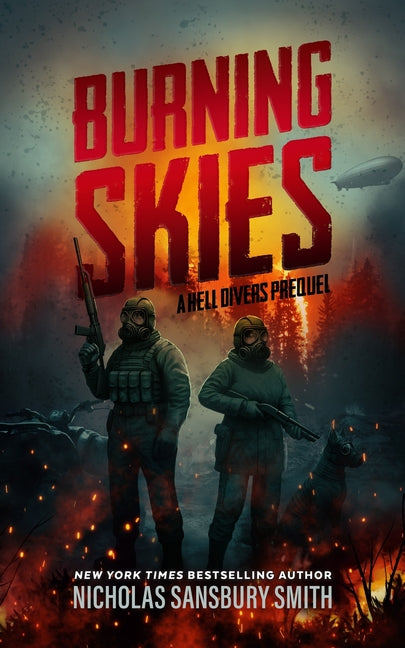Paperback of Burning Skies: A Hell Divers Prequel, Part II by Blackstone Publishing, featuring the book cover with fiery sky imagery.