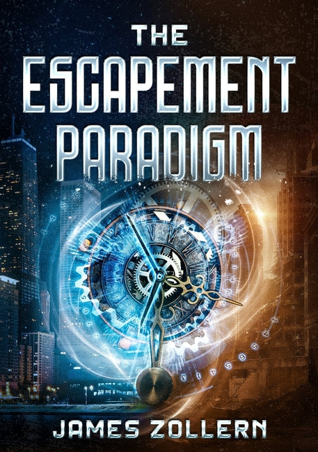 Paperback copy of The Escapement Paradigm by independently published author, featuring a cover with abstract artwork.
