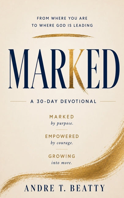 Paperback titled "Marked" by Andre Beatty, featuring a cover with abstract artwork and bold typography.