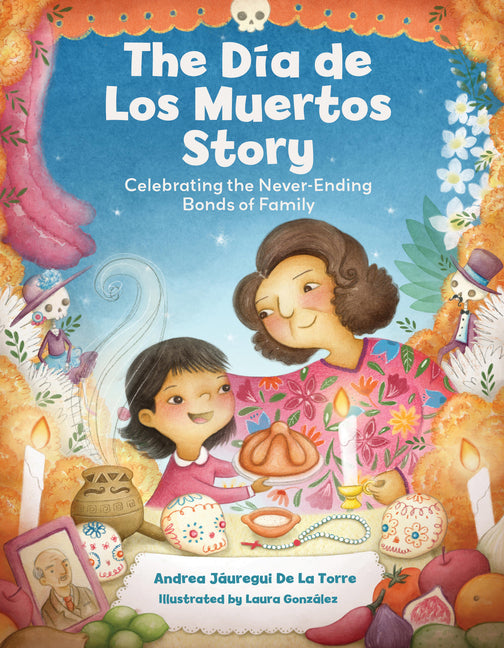 Paperback book titled "The Dia de Los Muertos Story" by Becker & Mayer, featuring colorful Day of the Dead celebration artwork on the cover.