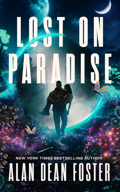 Paperback book titled "Lost on Paradise" published by Blackstone Publishing, featuring a cover with tropical scenery.