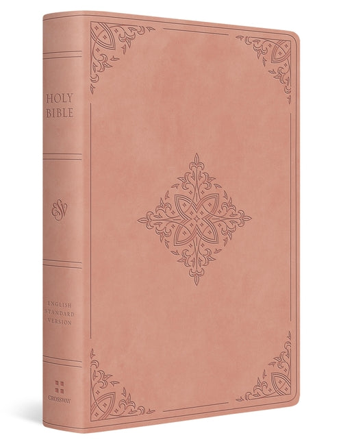 Crossway ESV Giant Print Thinline Bible in Blush Rose Trutone with Fleur-De-Lis design, featuring large readable text and elegant cover.