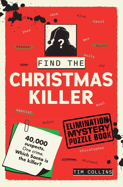 Paperback mystery puzzle book titled "Find the Christmas Killer" by Andrews McMeel Publishing featuring festive holiday cover art.