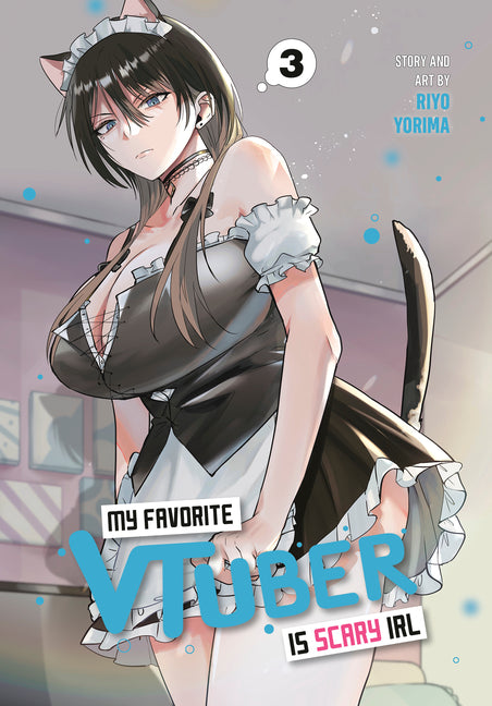 Square Enix Manga paperback titled "My Favorite Vtuber Is Scary Irl 03" featuring colorful cover art with Vtuber characters.