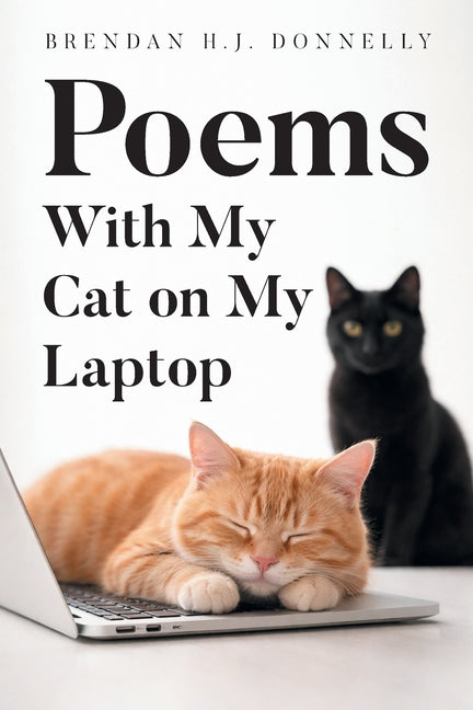 Paperback titled "Poems: With My Cat on My Laptop" by Page Publishing, featuring a cover with poetic text and a cozy laptop scene.