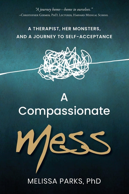 Paperback book titled "A Compassionate Mess" by Pontejos Press, featuring a cover with abstract art and a calm, introspective design.