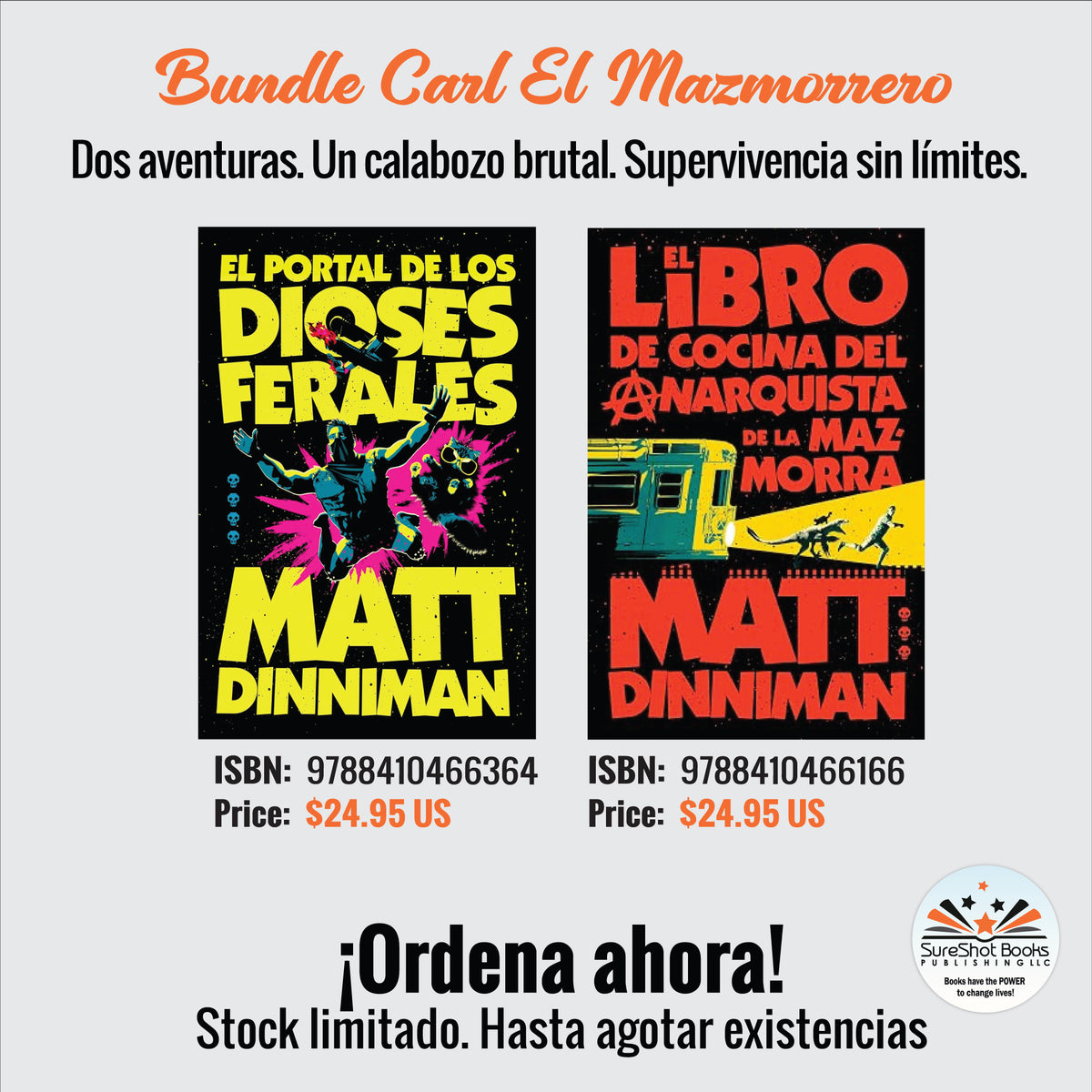 Bundle Carl El Mazmorrero – El Portal de los Dioses Ferales & El Libro de Cocina del Anarquista de la Mazmorra por Matt Dinniman