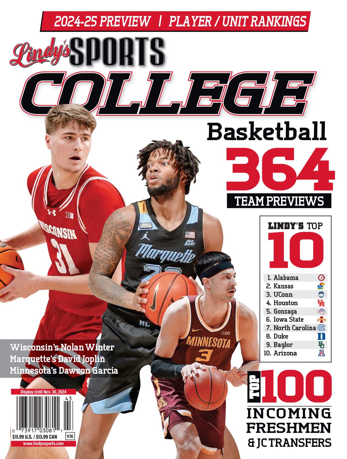 Lindy's Sports College 2024-25 Basketball Magazine