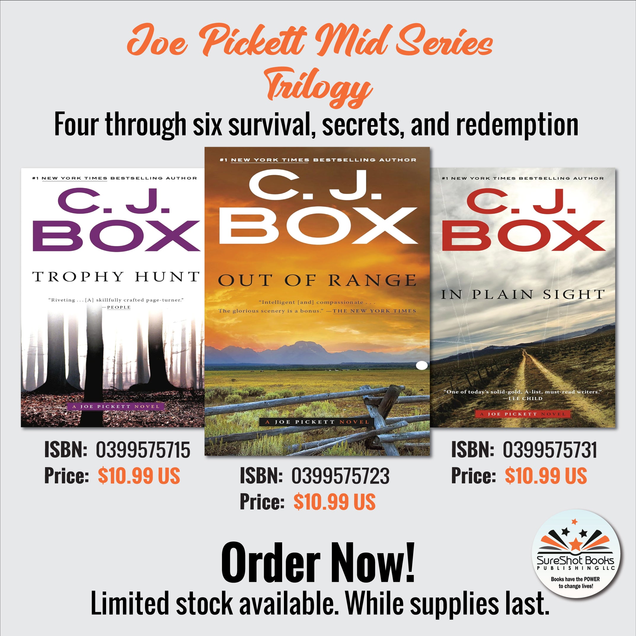 Joe Pickett Mid Series Trilogy - Four through six survival, secrets, and redemption - SureShot Books Publishing LLC