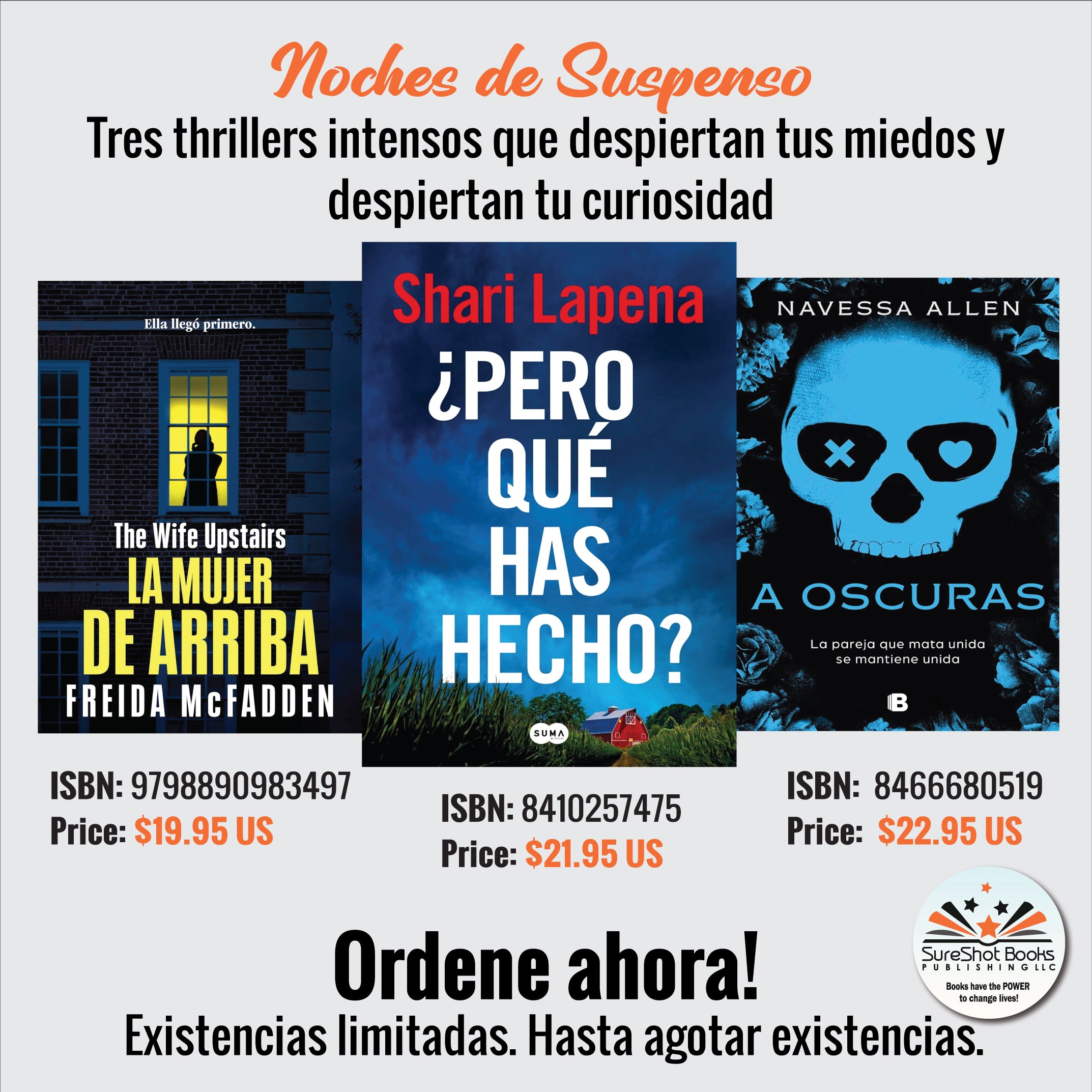 Noches de Suspenso - Tres thrillers intensos que despiertan tus miedos y despiertan tu curiosidad - SureShot Books Publishing LLC
