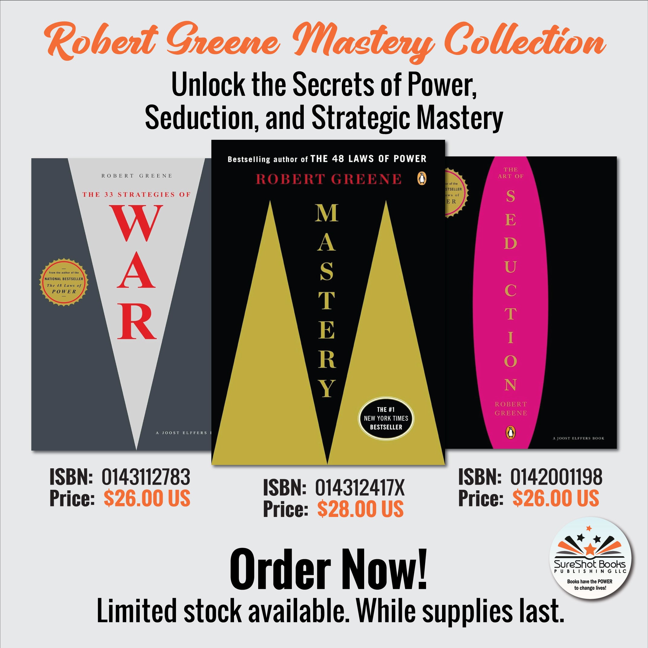 Robert Greene Mastery Collection Trio - Unlock the Secrets of Power, Seduction, and Strategic Mastery