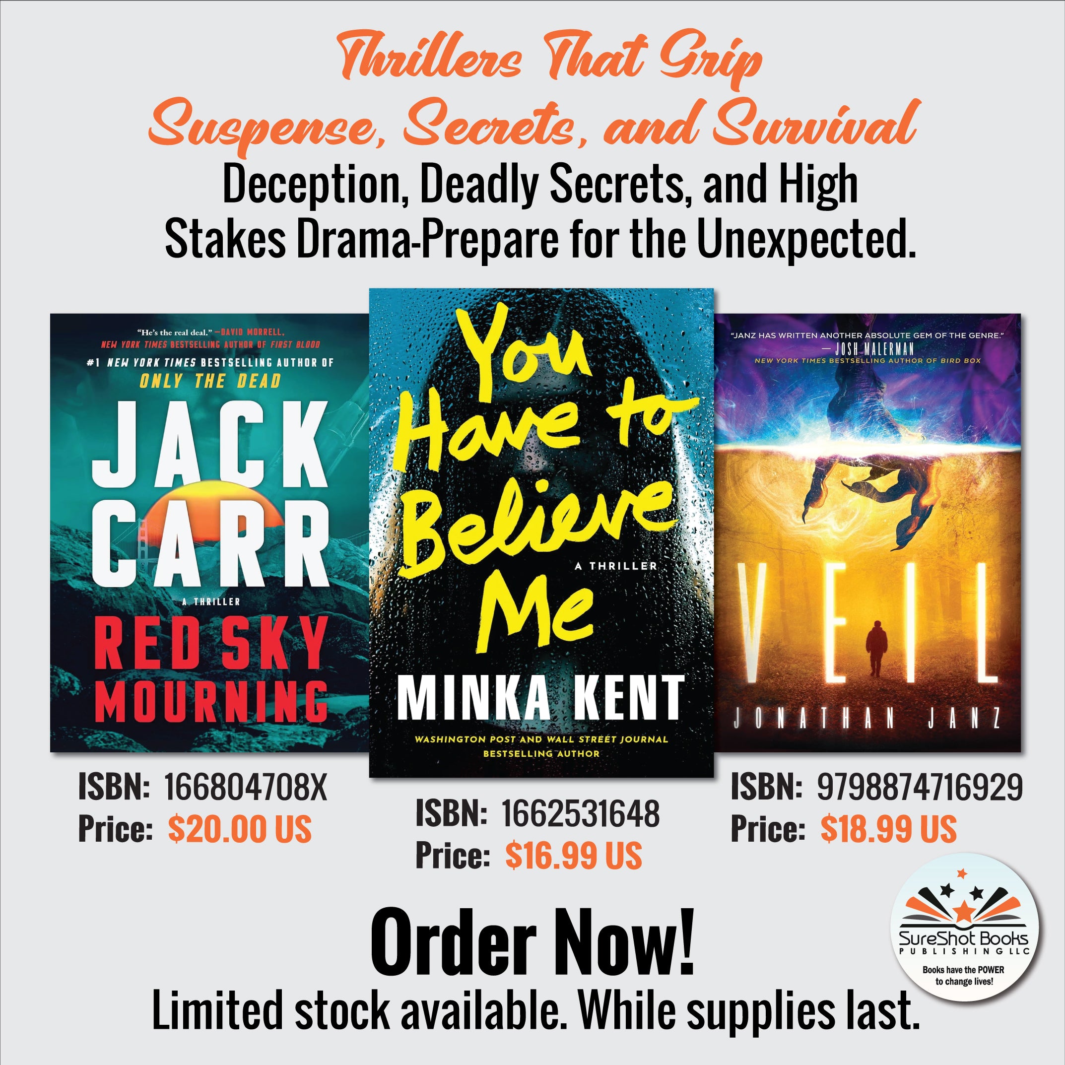 Thrillers That Grip Suspense, Secrets, and Survival - Deception, Deadly Secrets, and High Stakes Drama-Prepare for the Unexpected - SureShot Books Publishing LLC