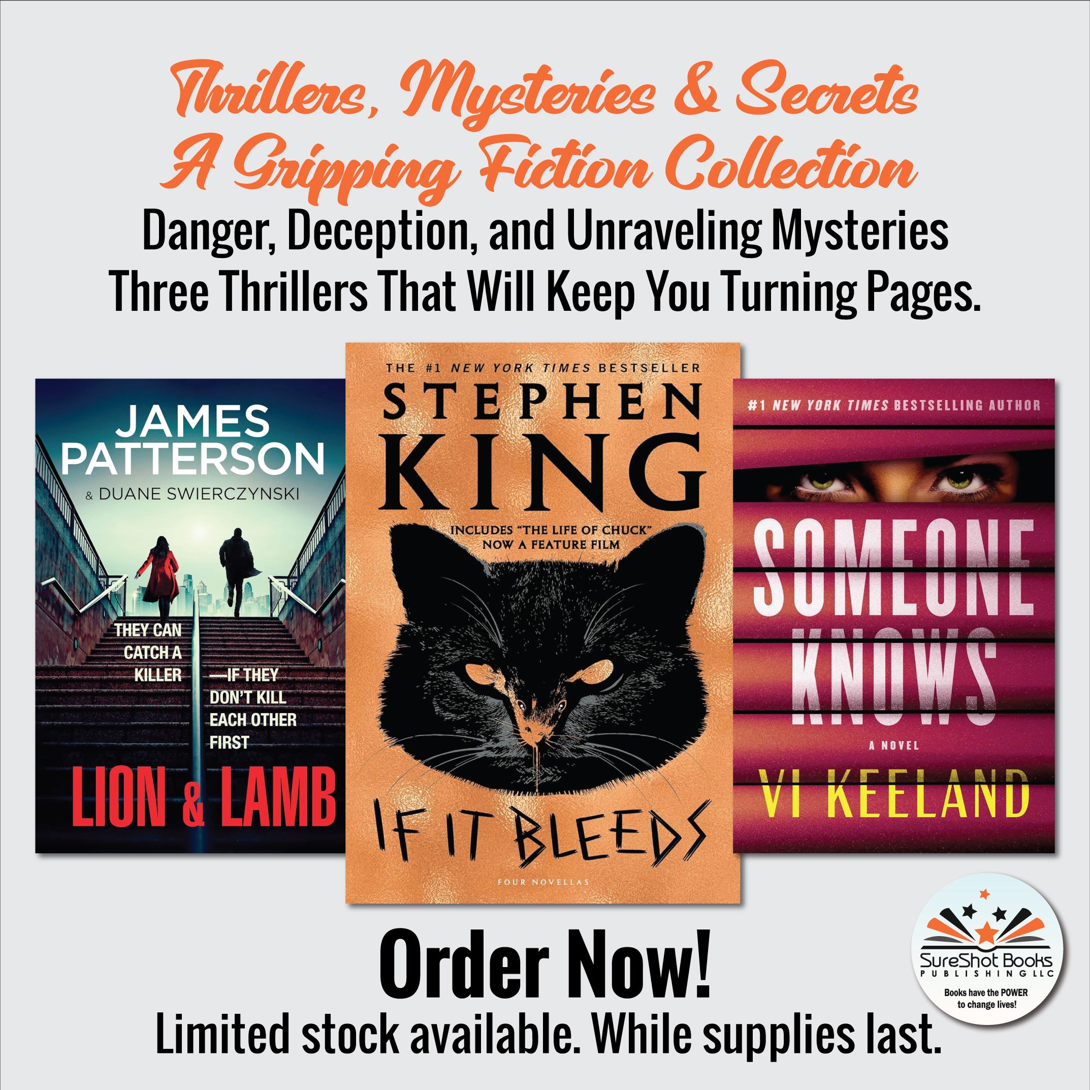 Thrillers, Mysteries & Secrets A Gripping Fiction Collection - Danger, Deception, and Unraveling Mysteries Three Thrillers That Will Keep You Turning Pages - SureShot Books Publishing LLC