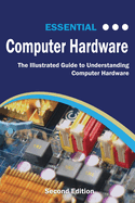 Illustrated cover of the book "Essential Computer Hardware Second Edition" by SureShot Books Publishing, showing a computer hardware diagram.