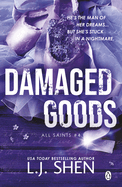 Damaged Goods book cover by SureShot Books Publishing LLC, featuring abstract artwork with torn and distressed design elements.