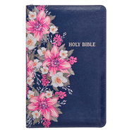 KJV Bible Deluxe Gift in blue floral faux leather cover with zipper by SureShot Books Publishing LLC
