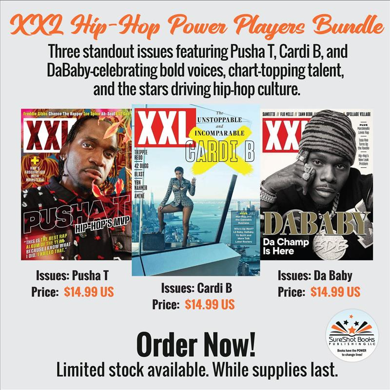 XXL Hip-Hop Power Players Bundle by SureShot Books Publishing LLC featuring a collection of hip-hop-themed books and merchandise.