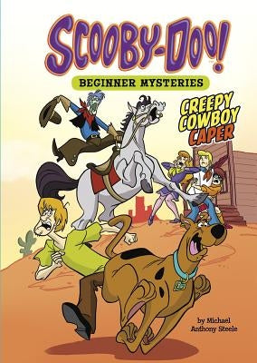 Paperback copy of Creepy Cowboy Caper by Stone Arch Books featuring spooky cowboy-themed illustrations on the cover.