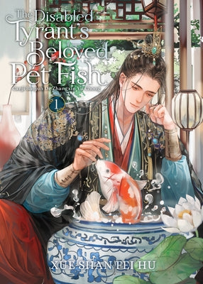 Paperback of "The Disabled Tyrant's Beloved Pet Fish" novel by Seven Seas, featuring cover art with fish and fantasy elements.