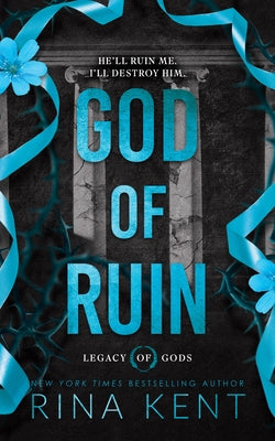 Paperback copy of "God of Ruin" by Bloom Books, showing the front cover with dark and vibrant fantasy artwork.