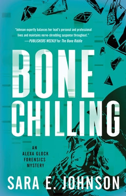 Bone Chilling paperback book by Poisoned Pen Press with a dark, eerie cover featuring a wintery scene and ghostly figures.