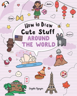 Paperback "How to Draw Cute Stuff: Around the World" art book by Union Square Kids showing colorful illustrated pages.
