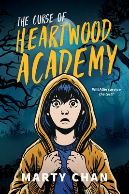 Paperback of The Curse of Heartwood Academy by Orca Book Publishers, featuring a cover illustration of a mysterious school setting.