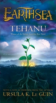 Mass market paperbound copy of "Tehanu" by S&s/Saga Press with a plain cover design and visible spine.