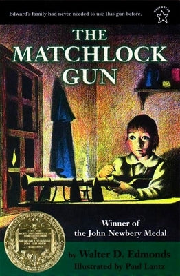 Paperback copy of "The Matchlock Gun" by Puffin Books, showing the book cover with historical firearm illustration.