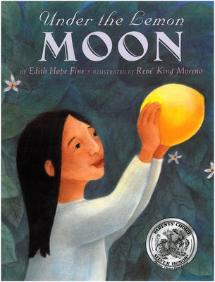 Paperback of "Under the Lemon Moon" by Lee & Low Books, featuring a colorful cover illustration with a lemon motif.