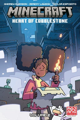 Paperback of Minecraft: Heart of Cobblestone Volume 2 by Dark Horse Books, featuring colorful Minecraft-themed cover art.