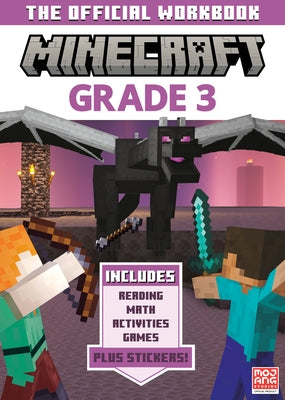 Paperback Minecraft Grade 3 workbook by Bright Matter Books with colorful game-themed cover and educational activities.