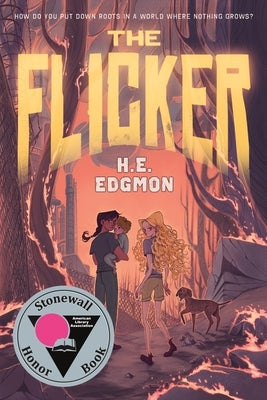 Paperback copy of The Flicker novel by Feiwel & Friends featuring a cover with dark and moody artwork.