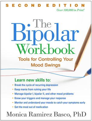 Paperback of The Bipolar Workbook by Guilford Publications, featuring a soothing cover design for mood management and mental health.