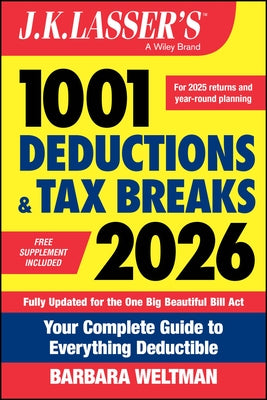 Paperback book cover of J.K. Lasser's 1001 Deductions and Tax Breaks 2026 by Wiley, featuring a detailed tax deduction guide.