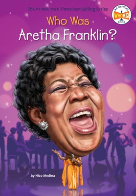 Paperback book titled "Who Was Aretha Franklin?" by Penguin Young Readers Group, featuring a colorful cover with Aretha Franklin's image.