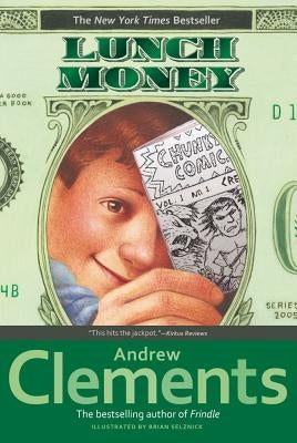 Paperback copy of Lunch Money by Aladdin Paperbacks featuring the book cover with colorful illustrations.