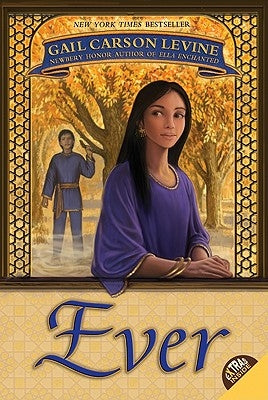 Paperback of the book "Ever" by HarperCollins, showing its cover with a dark and mysterious design.