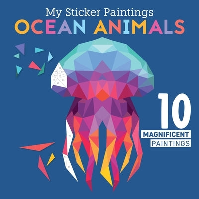 Paperback book titled "My Sticker Paintings: Ocean Animals" featuring colorful illustrations of marine creatures by Happy Fox Books.
